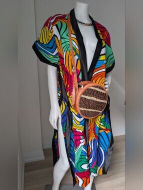 Women’s Colorful Long Swim Cover-Up Kimono